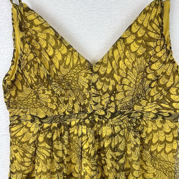 Vila Lille Y2K Babydoll Camisole Top S Lined Yellow Brown Festival Indie Artsy‎ - Picture 3 of 12